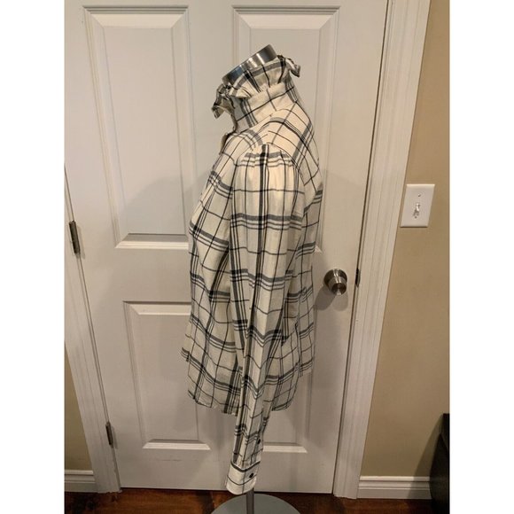 Lauren Ralph Lauren Petite Cream & Black Plaid Collared Button-Up Shirt, Size PL - Picture 4 of 6